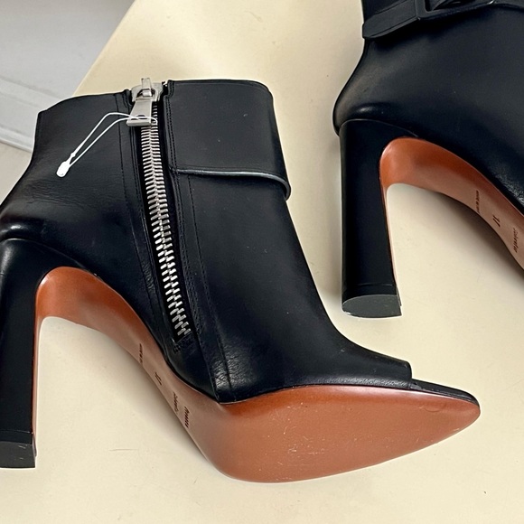 NEW PROENZA SCHOULER WOMEN’S BLACK LEATHER PEEP TOE BOOTS SZ 37